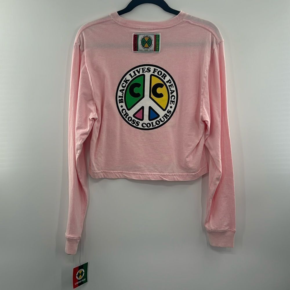 Cross Colours Pink/white Wash Crop long sleeve NWT
